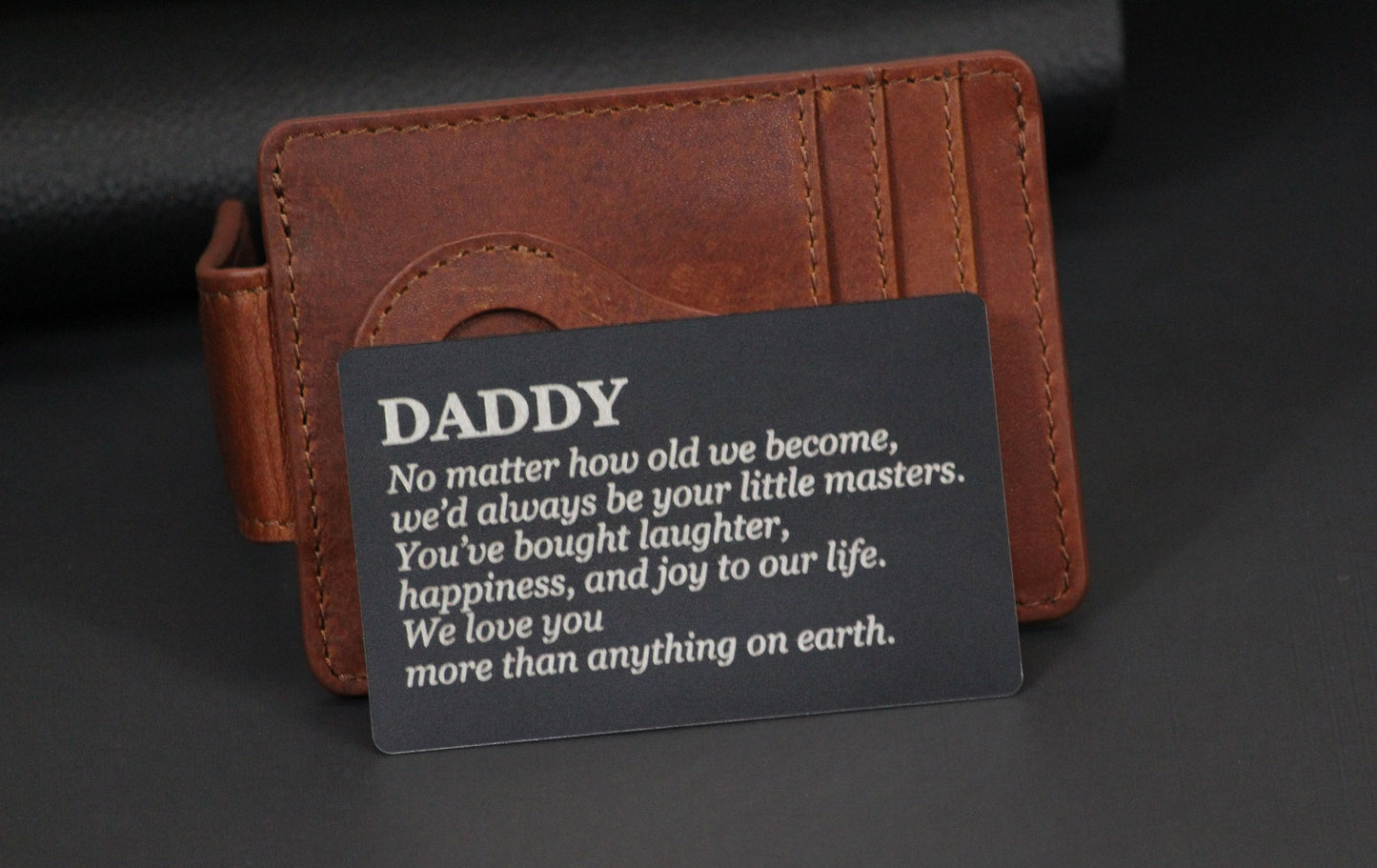 Father's Day Gift, Personalized Engraved Metal Wallet Card Insert, Gift For Daddy, Grandpa, Husband - Birthday, Anniversary, Wedding Gift