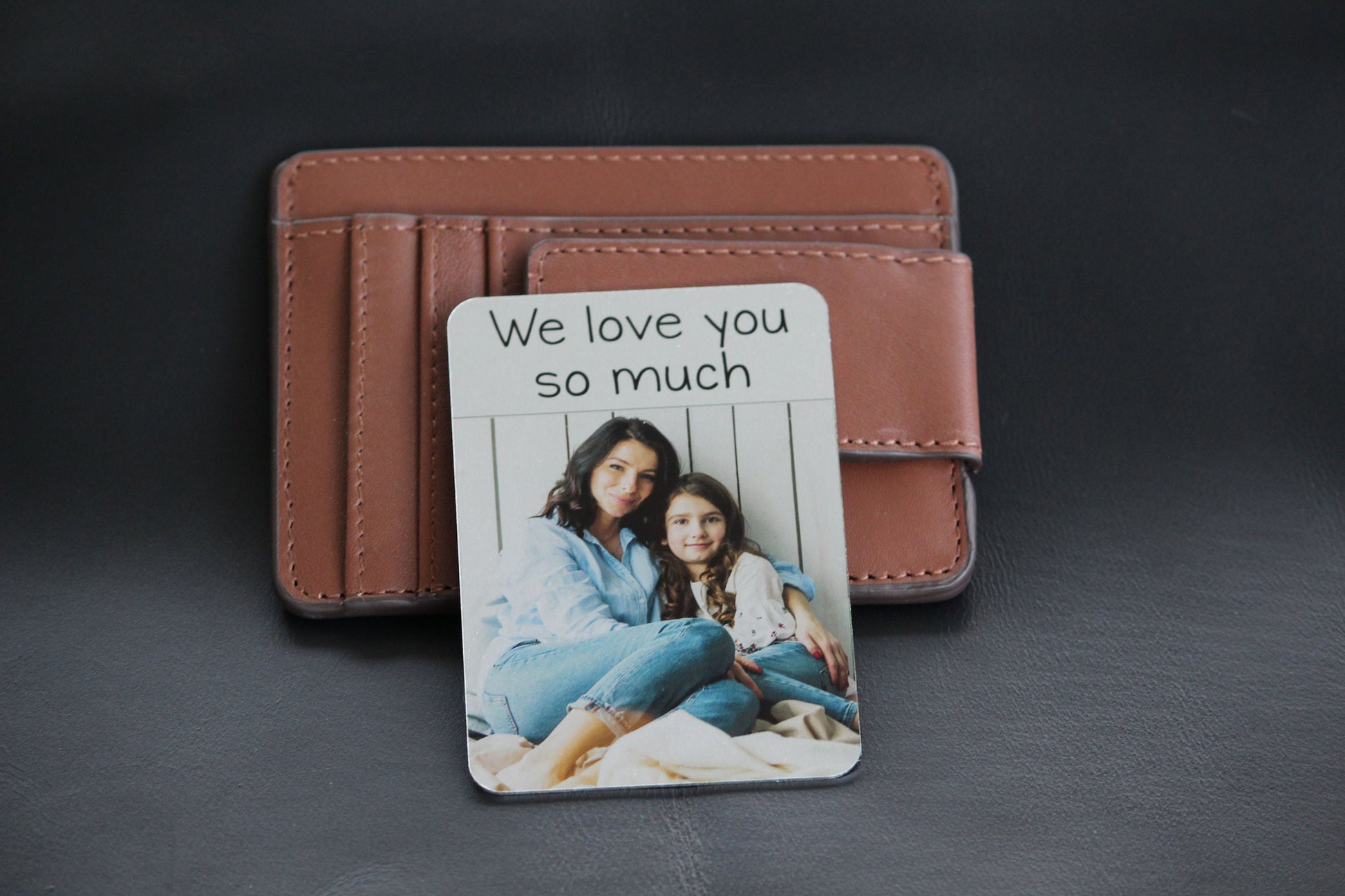 Personalized Handwritten Wallet Metal Card, Anniversary, Wedding Gift, Color Photo Wallet Insert, Grandfather, Papa, Christmas Gift