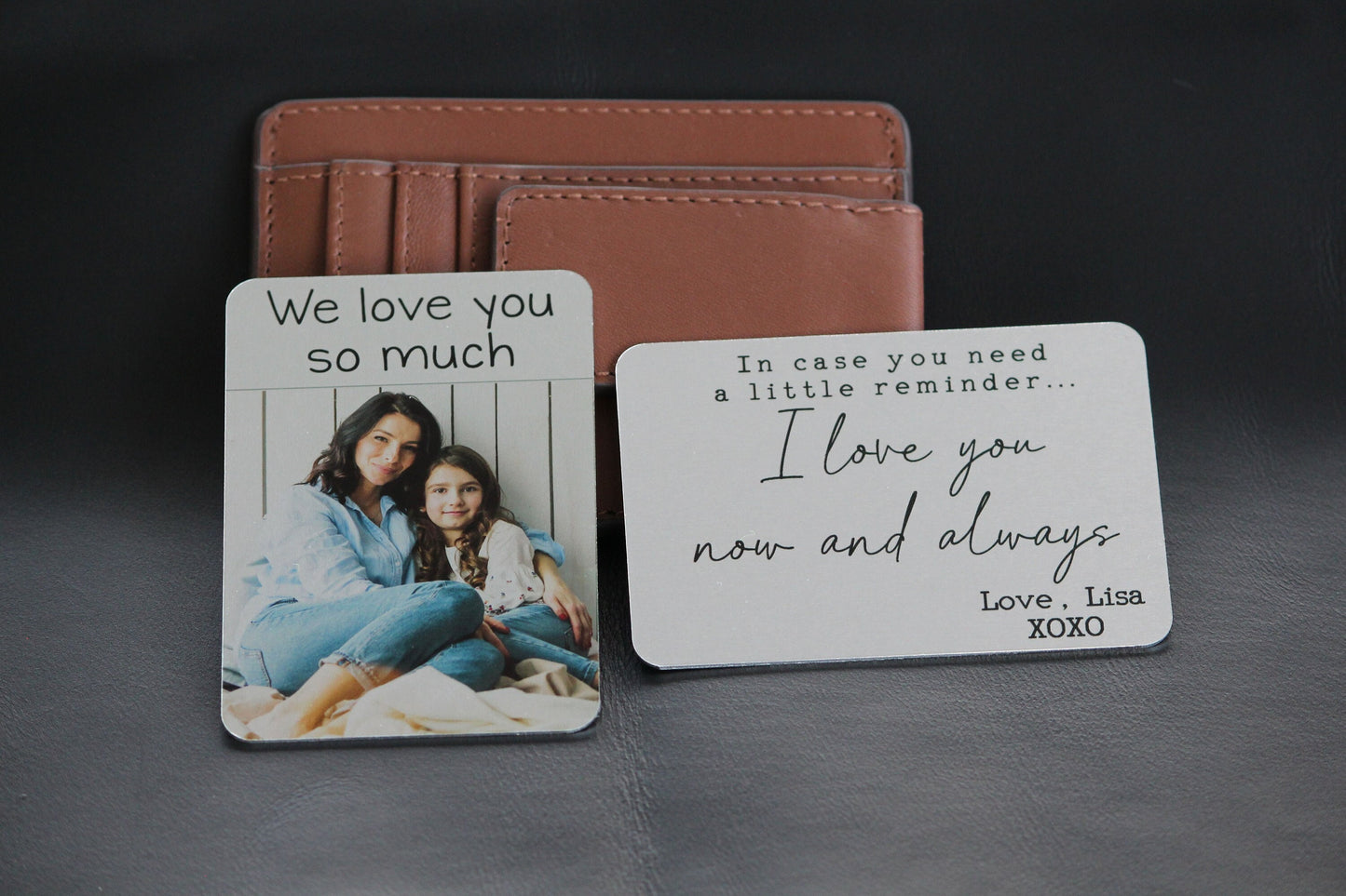 Personalized Handwritten Wallet Metal Card, Anniversary, Wedding Gift, Color Photo Wallet Insert, Grandfather, Papa, Christmas Gift