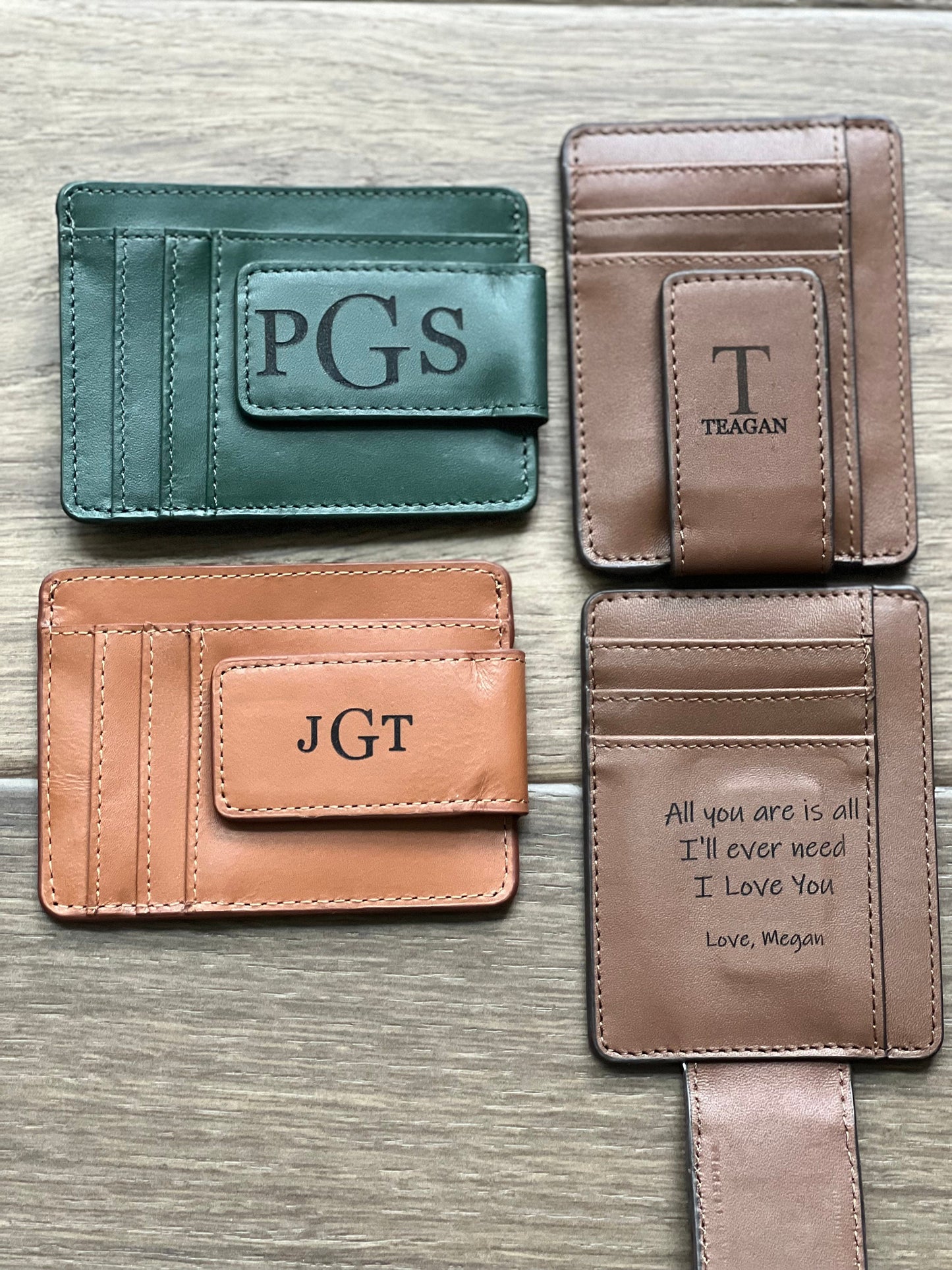 Personalized Leather Magnetic Money Clip, Slim Wallet Men, Front Pocket Wallet, Monogrammed Money Clip - Birthday, Anniversary Gift