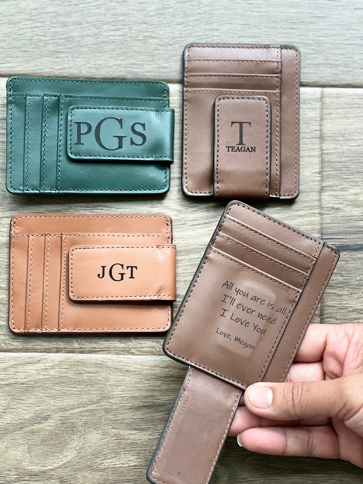 Personalized Leather Magnetic Money Clip, Slim Wallet Men, Front Pocket Wallet, Monogrammed Money Clip - Birthday, Anniversary Gift