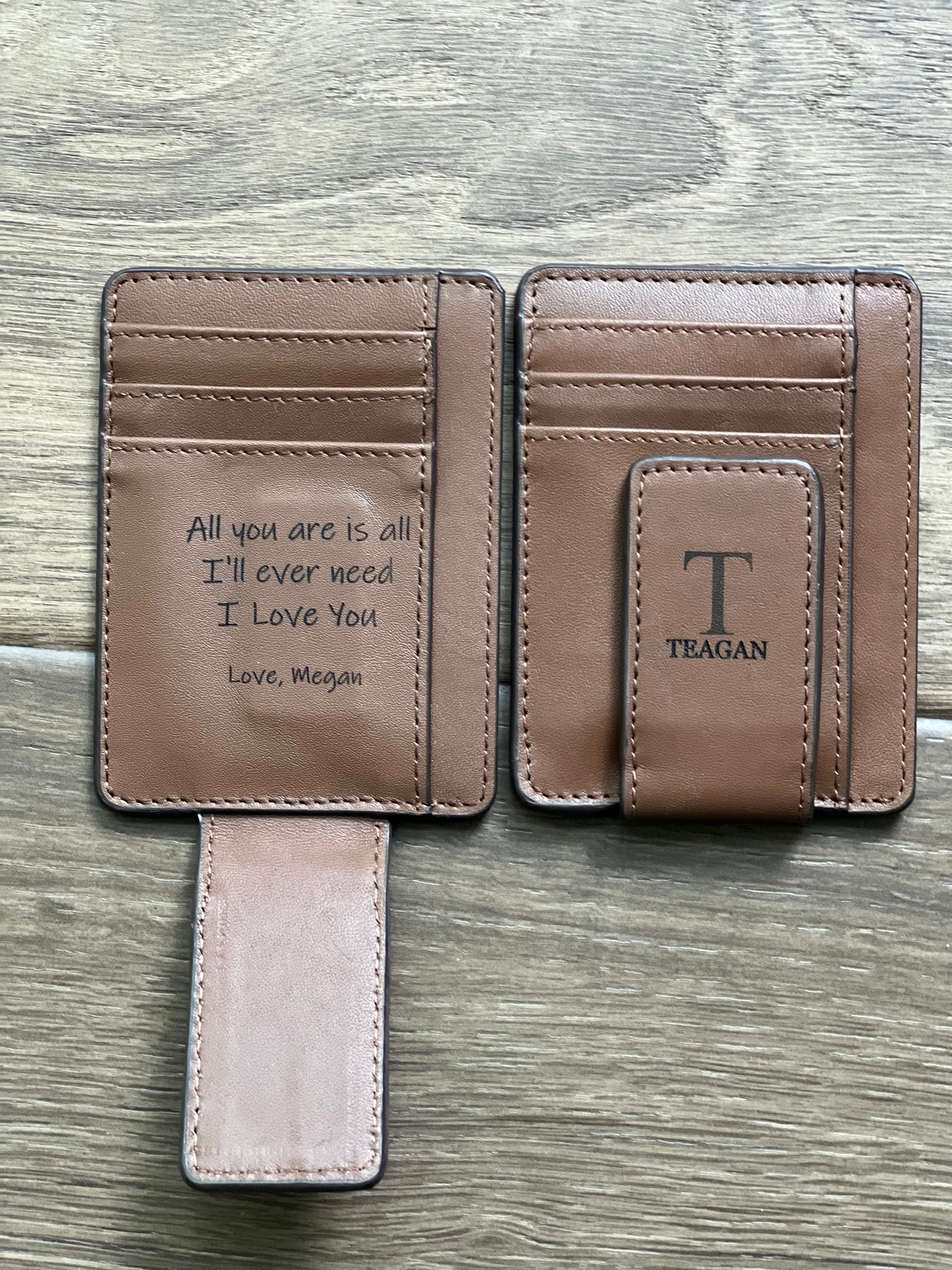 Personalized Leather Magnetic Money Clip, Slim Wallet Men, Front Pocket Wallet, Monogrammed Money Clip - Birthday, Anniversary Gift