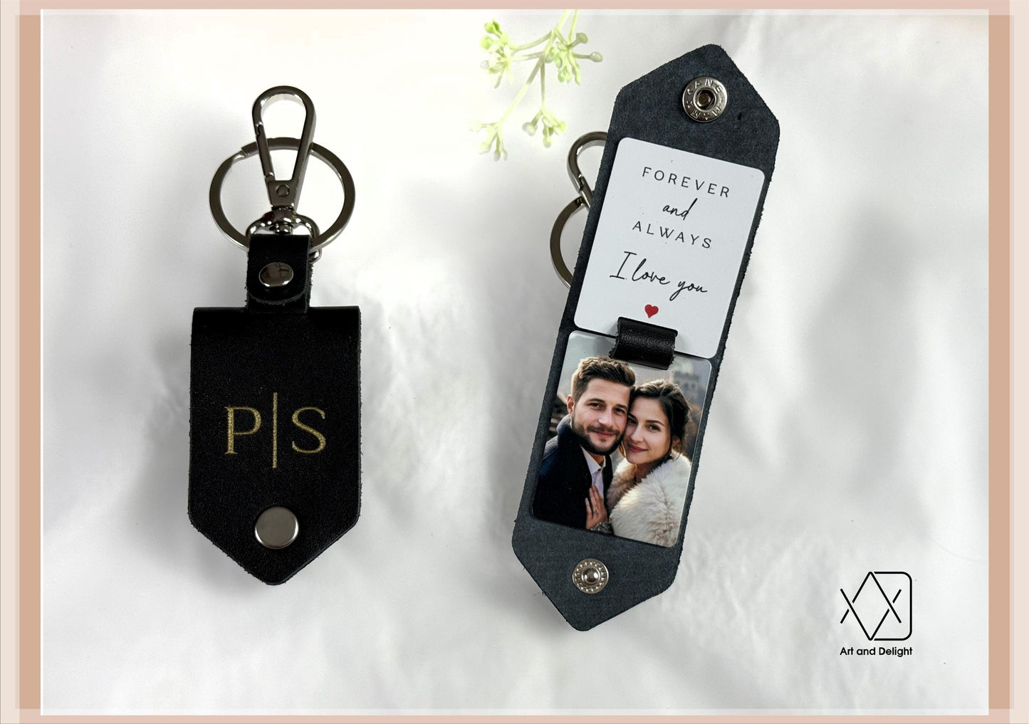 Man accessory Leather keychain with photo, unique photo gift ideas for men, 1st Dating Date, Drive Safe Keychains, Christmas