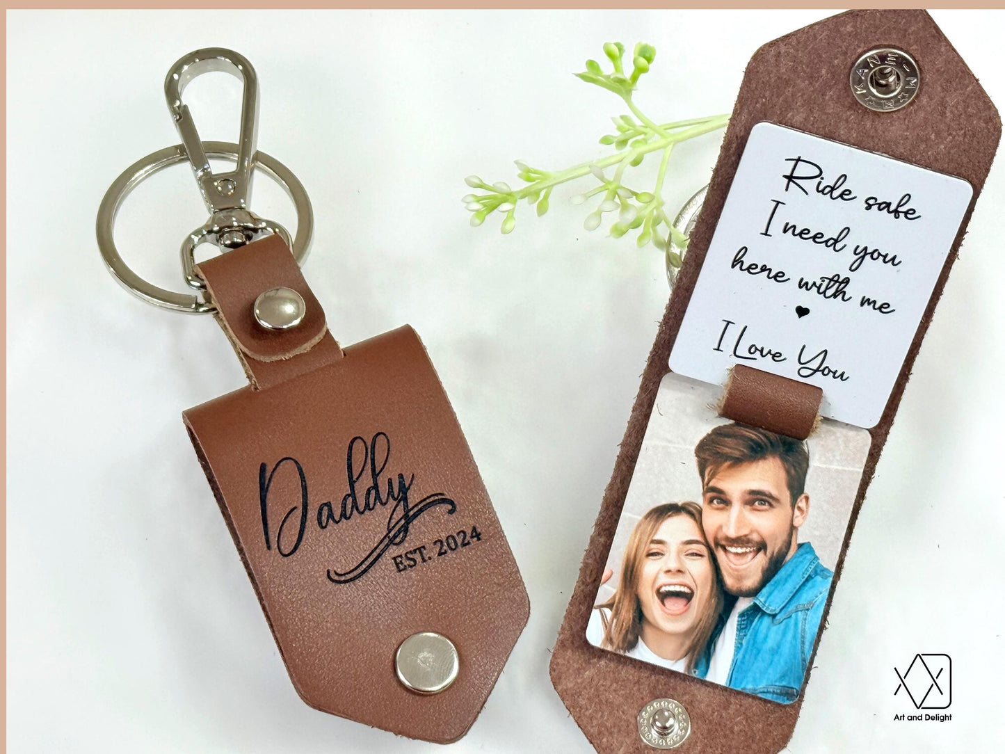 Man accessory Leather keychain with photo, unique photo gift ideas for men, 1st Dating Date, Drive Safe Keychains, Christmas