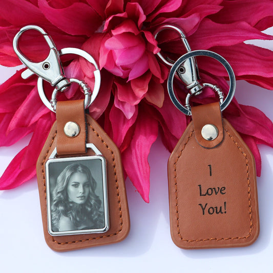 Father's Day Gift, Custom Leather Photo Keychain, Drive Safe Keychain, Gift for Dad, Grandpa Gift, Anniversary, Birthday Gifts