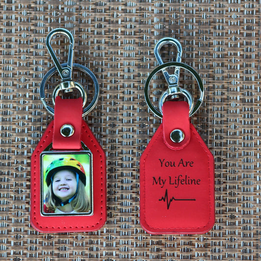 Personalized Double Sided Photo, Drive Safe Keychain, First Time Dad Mom, Husband Wife Gift - Fathers Day, Mothers Day, Memorial Gift