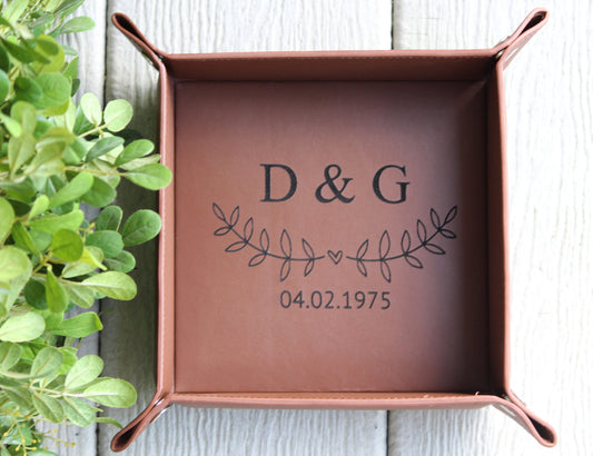 Personalized Leather Tray, Valet Tray, Customized Gift, Office Gift, 3rd Anniversary Gift - Birthday, Father's Day Gifts