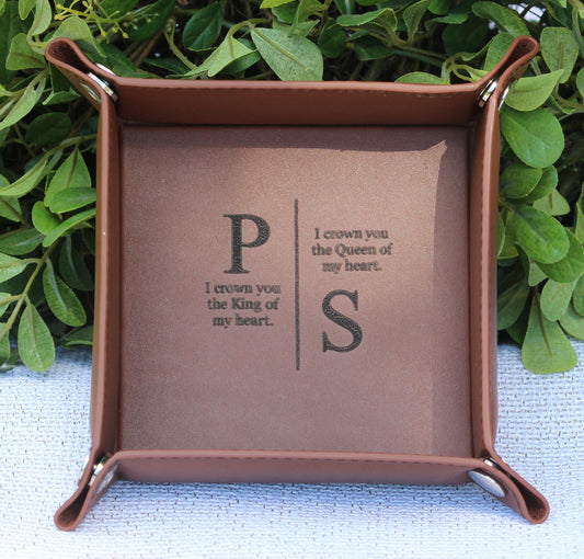 Personalized Leather Tray, Valet Tray, Customized Gift, Office Gift, Boyfriend Girlfriend Gift - Birthday - Anniversary - Wedding Gift