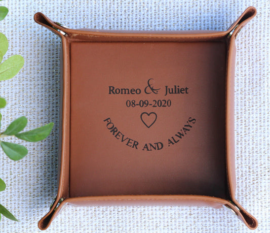 Personalized Leather Tray, Valet Tray, Customized Gift, Office Gift, Boyfriend, Girlfriend, Husband, Wife - Birthday - Anniversary Gift