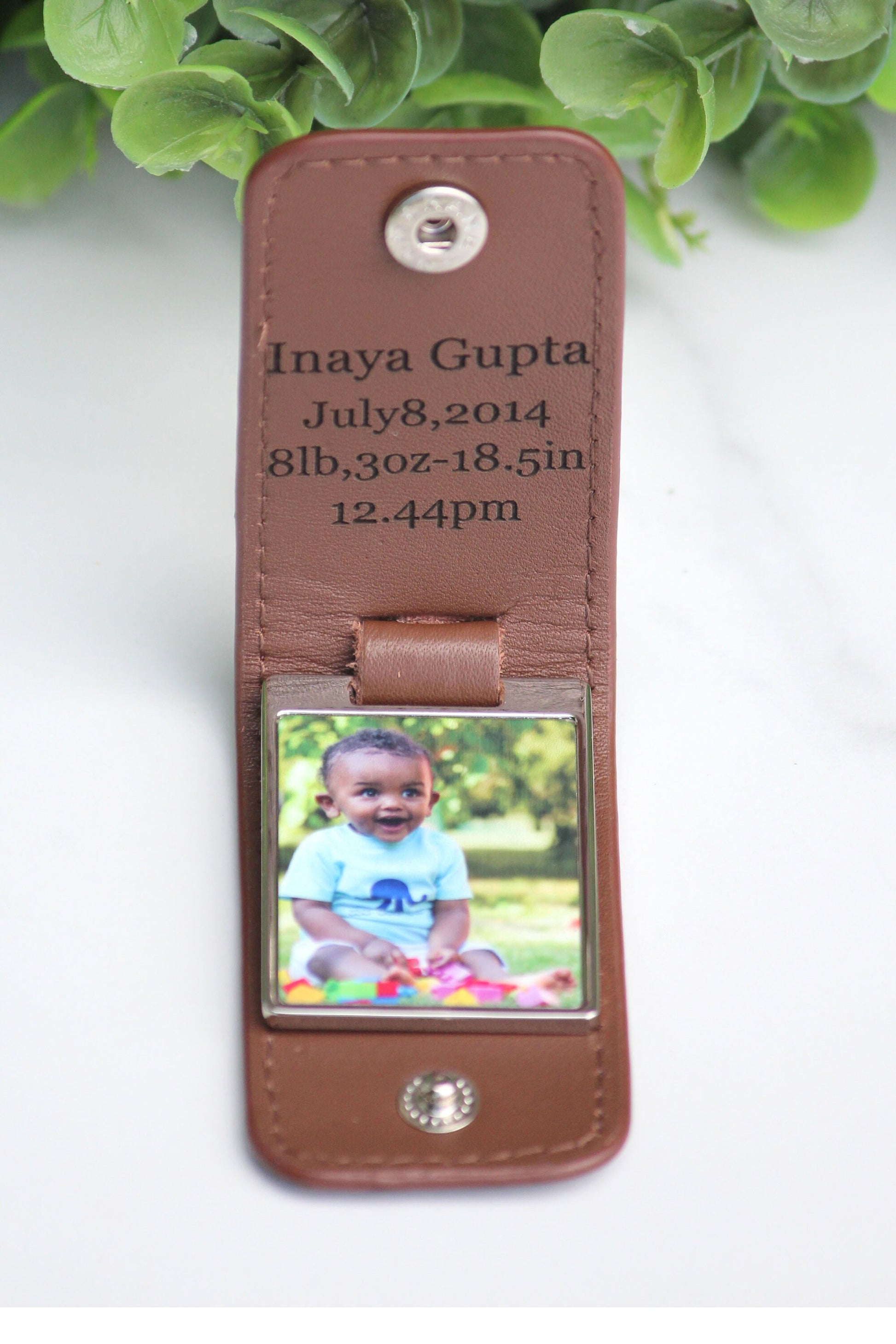 Unique Personalized Leather Photo Keychain, Drive Safe, First Time Dad Mom Gift - PopPop Gift, Grandpa Gift, Father's Day Gift