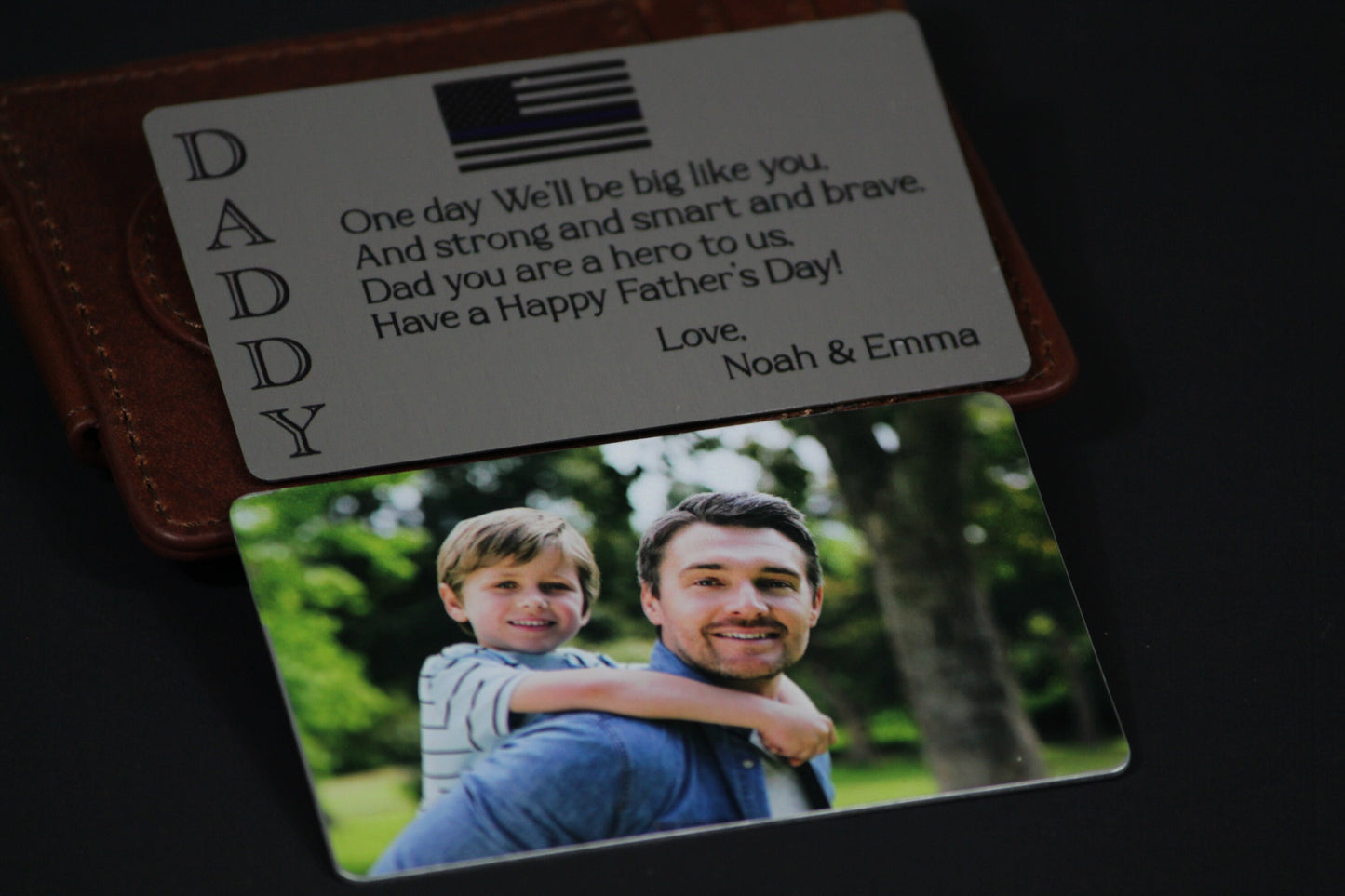 Color Photo Metal Wallet Photo Insert, Personalized Anniversary Calendar Date, Custom 1st Time Dad Date, Father's Day