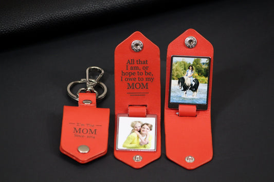 Personalized Leather, Double Sided Photo, Drive Safe Keychain Unique Birthday, Anniversary, Boyfriend, Girlfriend, Husband Fathers Day Gift