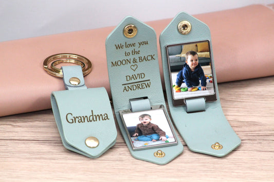 Personalized Leather Photo Keychain, Drive Safe, First Time Mom Dad - Birthday, Anniversary, Father's Day, Father's Day Gifts