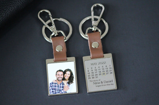 First Time Dad Gift, Drive Safe, Mom Gift, Metal Keychain - Birthday, Anniversary Calendar Date, Father's Day Gifts