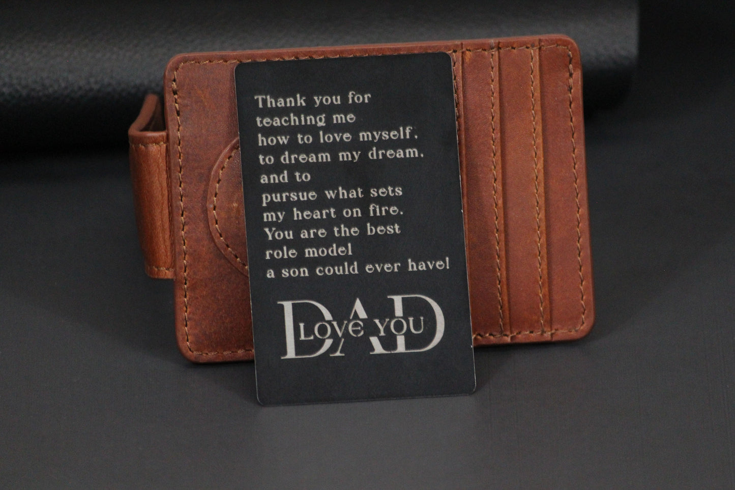 Father's Day Gift, Personalized Engraved Metal Wallet Card Insert, Gift For Daddy, Grandpa, Husband - Birthday, Anniversary, Wedding Gift