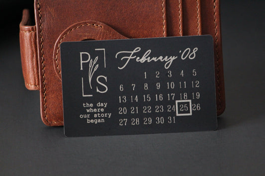 Personalized Calendar Gift, Anniversary Gift With Calendar Date, Custom 1st Time Father Date, Laser Engraved Wallet Insert, Father's Day