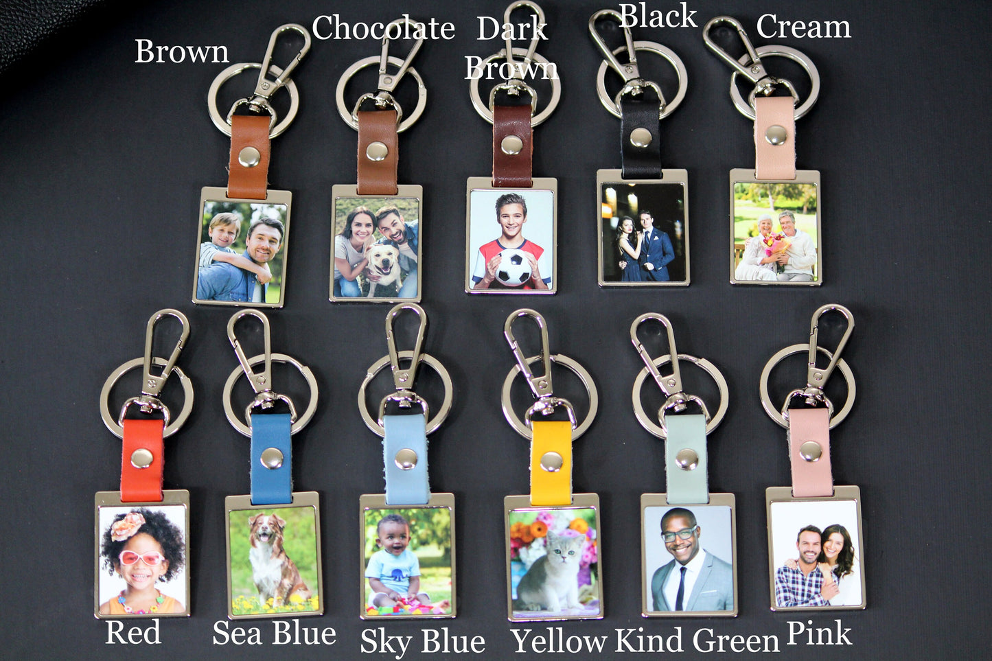 Father's Day Gifts, Personalized Leather Multi Photo Keychain, Drive Safe, First Time Dad Mom Gift - Birthday, Anniversary Calendar Date