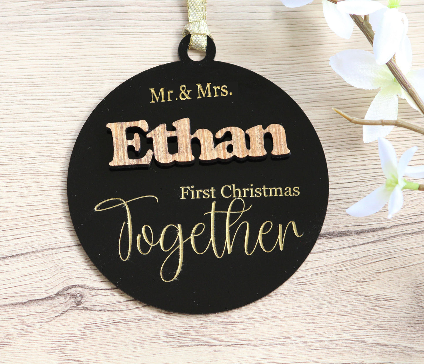 Personalized First Christmas 3D Ornament - Our First Christmas Married as Mr and Mrs Ornament