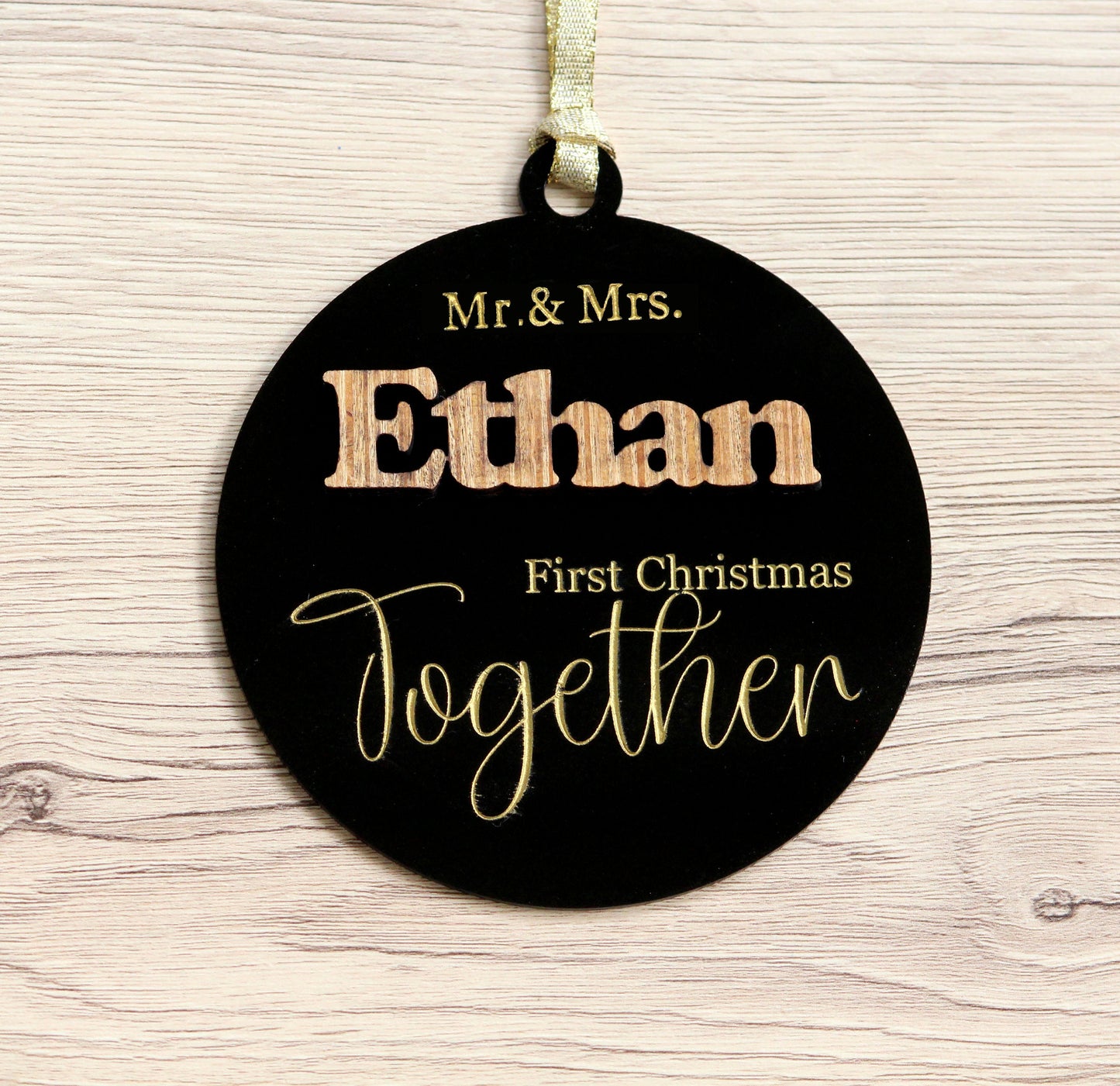 Personalized First Christmas 3D Ornament - Our First Christmas Married as Mr and Mrs Ornament