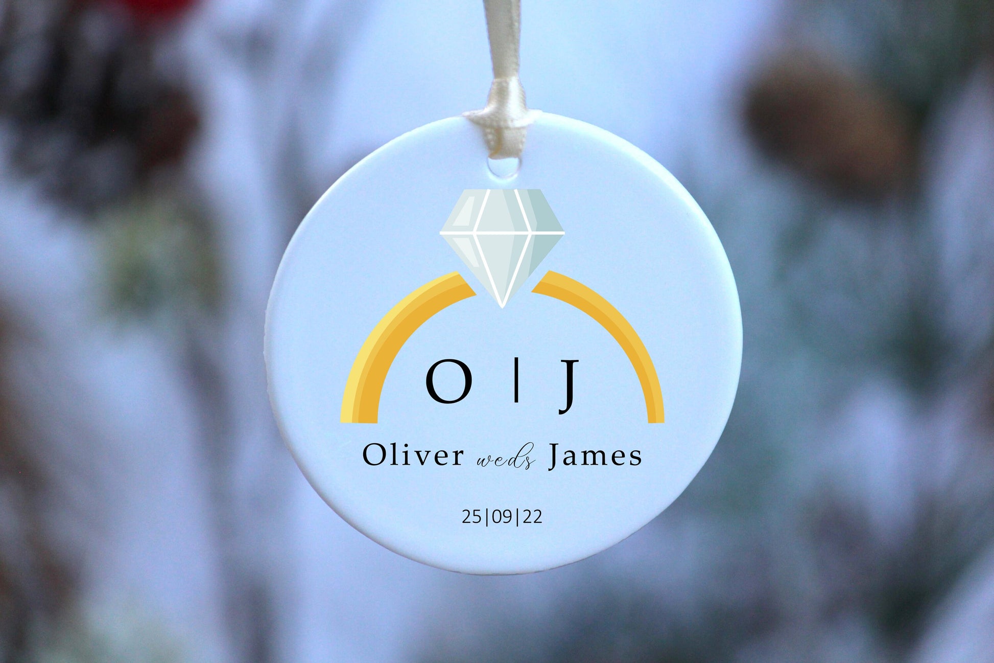 Personalized First Christmas Engaged Ornament - Newly Engaged Gift for Christmas - Our First Christmas Married as Mr and Mrs Ornament