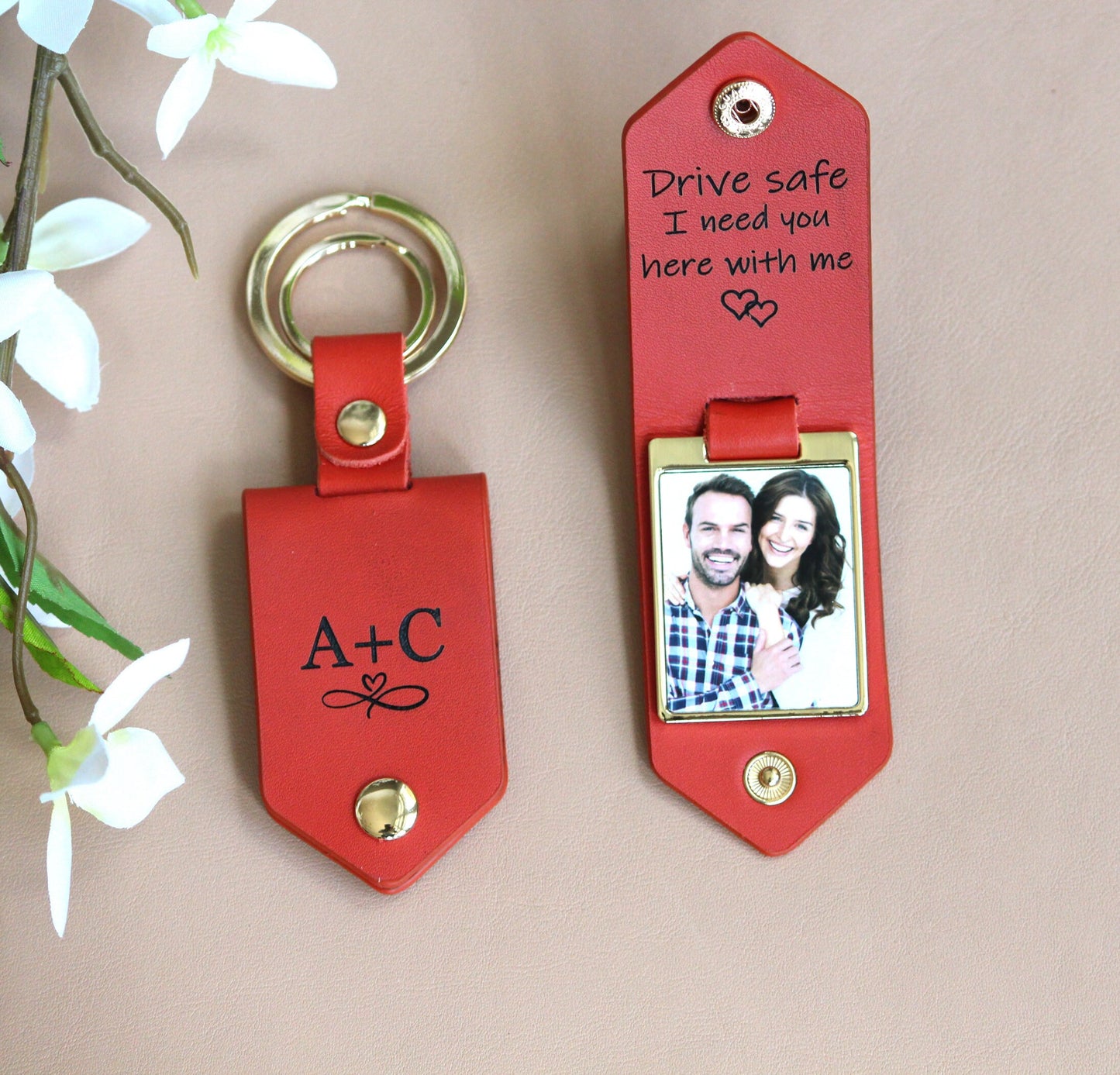Personalized Accessories, Photo Keychain Husband Boyfriend Anniversary Calendar,1st Dating Date, Drive Safe Keychain, Christmas Gift for Men